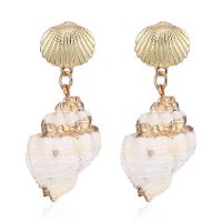 Zinc Alloy Drop Earring, with Shell & Plastic Pearl, plated & for woman 