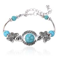 Zinc Alloy Turquoise Bracelets, with turquoise, plated & for woman 