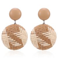 Zinc Alloy Drop Earring, with Straw, plated, fashion jewelry & for woman 