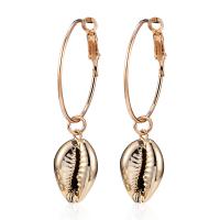 Zinc Alloy Hoop Earring, with Shell, plated, fashion jewelry & for woman 