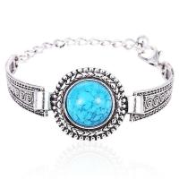 Zinc Alloy Turquoise Bracelets, with turquoise, plated, fashion jewelry & for woman, silver color 