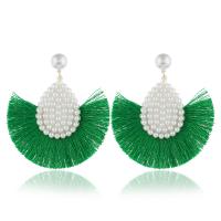 Fashion Tassel Earring, Zinc Alloy, with Plastic Pearl, plated, for woman 