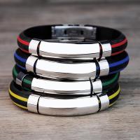 Bracelet en acier inoxydable Silicone, avec silicone, bijoux de mode & unisexe, plus de couleurs à choisir, 11mm Environ 8.2 pouce, Vendu par brin