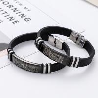 Silicone Stainless Steel Bracelets, with Silicone, fashion jewelry & Unisex black, 10mm Approx 8.4 