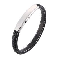 Stainless Steel Chain Bracelets, with Microfiber PU, fashion jewelry & Unisex 8mm 
