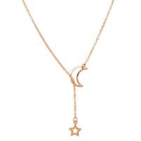 Brass Jewelry Necklace, with 5cm extender chain, Moon and Star, plated, oval chain & for woman Approx 17.33 Inch 