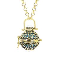 Brass Aromatherapy Necklace, plated, round link chain & for woman Approx 23.63 Inch 