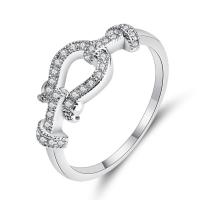 Cubic Zirconia Micro Pave Brass Finger Ring, silver color plated & micro pave cubic zirconia & for woman 2mm 