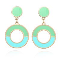 Enamel Zinc Alloy Drop Earring, Donut, gold color plated, fashion jewelry & for woman 