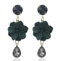 Zinc Alloy Drop Earring, with Crystal, Flower, gold color plated, fashion jewelry & for woman 