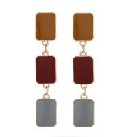 Enamel Zinc Alloy Drop Earring, Rectangle, gold color plated, fashion jewelry & for woman 