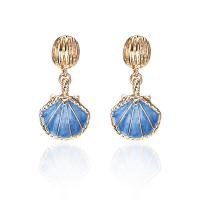 Enamel Zinc Alloy Drop Earring, Shell, gold color plated, fashion jewelry & for woman 