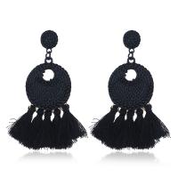 Zinc Alloy Tassel Earring, with Cotton Thread, fashion jewelry & for woman 