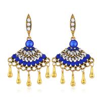 Zinc Alloy Rhinestone Drop Earring, antique gold color plated, for woman & with rhinestone 
