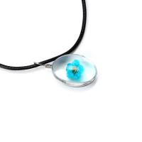 Glass Necklace, with Dried Flower & PU Leather & Zinc Alloy, for woman Approx 19.3 Inch 