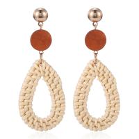 Rattan Earring, Zinc Alloy, with Rattan, plated, fashion jewelry & for woman 
