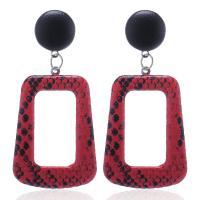 PU Leather Drop Earring, with Zinc Alloy, plated, fashion jewelry & for woman 