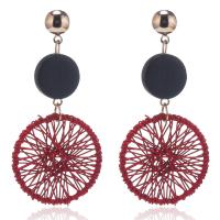 Zinc Alloy Drop Earring, with Wood, plated, fashion jewelry & for woman 