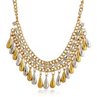 Collar de aleación de cinc con diamantes de imitación, aleación de zinc, chapado, Joyería & para mujer, dorado, Vendido por Sarta