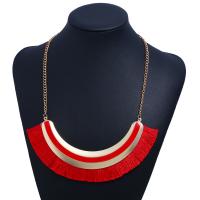 Zinc Alloy Fringe Necklace, with Cotton Thread, plated, fashion jewelry & for woman & enamel 