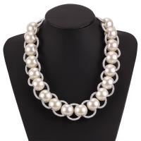 Plastic Pearl Necklace, with Cotton Cord & Zinc Alloy, plated, fashion jewelry & for woman 