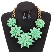 Fashion Zinc Alloy Jewelry Sets, earring & necklace, with Resin & Acrylic, plated, 2 pieces & fashion jewelry & for woman 