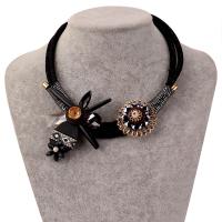 Resin Zinc Alloy Necklace, with Resin & Acrylic, plated, fashion jewelry & for woman, black 