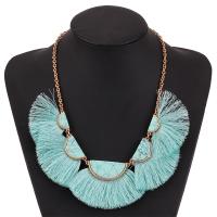 Zinc Alloy Fringe Necklace, with Cotton Thread & Resin, plated, fashion jewelry & for woman 