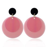Acrylic Drop Earring, Flat Round, plated, fashion jewelry & for woman 