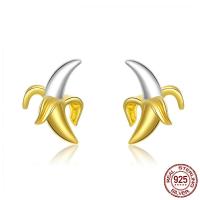 Sterling Silver Stud Earring, 925 Sterling Silver, Banana, plated, fashion jewelry & for woman 