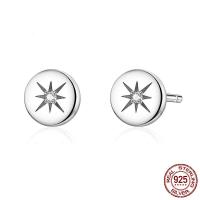 Sterling Silver Stud Earring, 925 Sterling Silver, platinum plated, fashion jewelry & micro pave cubic zirconia & for woman 