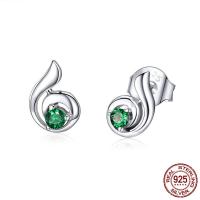 Sterling Silver Stud Earring, Argent sterling 925, oxydation, bijoux de mode & pavé de micro zircon & pour femme Vendu par paire
