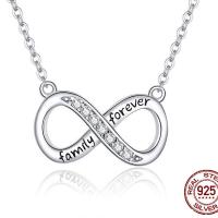 Cubic Zircon Micro Pave Sterling Silver Necklace, 925 Sterling Silver, Infinity, platinum plated, fashion jewelry & micro pave cubic zirconia & for woman Approx 17.7 Inch 