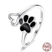 Sterling Silver Finger Ring, 925 Sterling Silver, platinum plated, fashion jewelry & for woman & enamel, 1.5mm, US Ring 
