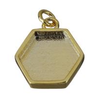 Brass Pendant Cabochon Setting, Hexagon, fashion jewelry & DIY, golden Approx 2.5mm 