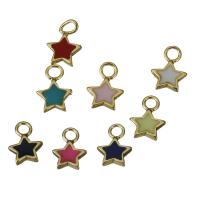 Brass Star Pendants, gold color plated, enamel, mixed colors Approx 2mm 