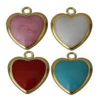 Brass Heart Pendants, gold color plated, enamel Approx 1.5mm 