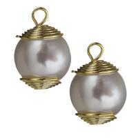 Brass Jewelry Pendants, with Plastic Pearl, golden Approx 2mm 