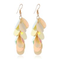 Zinc Alloy Drop Earring, with Sequins, gold color plated, fashion jewelry & for woman 
