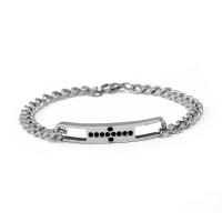 Stainless Steel Chain Bracelets, fashion jewelry & Unisex & with rhinestone 8mm Approx 6.5 Inch, Approx 8.08 Inch 