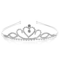 Zinc Alloy Tiaras, silver color plated, for children & with rhinestone 120mm 