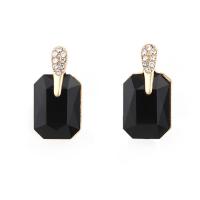 Zinc Alloy Rhinestone Drop Earring, with Crystal, gold color plated, for woman & with rhinestone 