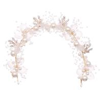 Zinc Alloy Headband, with ABS Plastic Pearl, gold color plated, fashion jewelry & for children & with rhinestone 