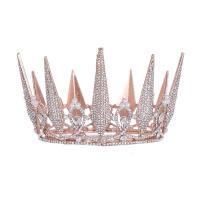 Bridal Tiaras, Zinc Alloy, with ABS Plastic Pearl, plated, for woman & with rhinestone 