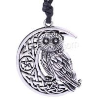 Zinc Alloy Sweater Chain Necklace, with Waxed Cotton Cord, Owl, plated, fashion jewelry & Unisex & hollow Approx 31.4 