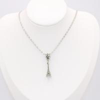 Ожерелье цинкового сплава , цинковый сплав, Эйфелева башня, плакирован серебром, ювелирные изделия моды & Женский длина:16.5 дюймовый, продается PC