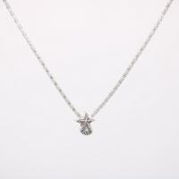 Ожерелье цинкового сплава , цинковый сплав, Морская звезда, плакирован серебром, ювелирные изделия моды & Женский длина:16.5 дюймовый, продается PC
