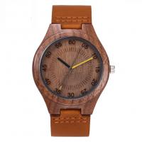 Men Wrist Watch, Stainless Steel, with Leather & Wood, waterproofless & Adjustable & for man, brown Inch 