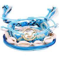 Waxed Nylon Cord Bracelet Set, with Shell, 4 pieces & Adjustable & fashion jewelry & for woman 