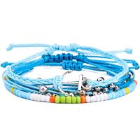 Gewachste Nylonschnur Armband-Set, mit Harz & Zinklegierung, Einstellbar & drei Stücke & für Frau, blau, 3PCs/setzen, verkauft von setzen